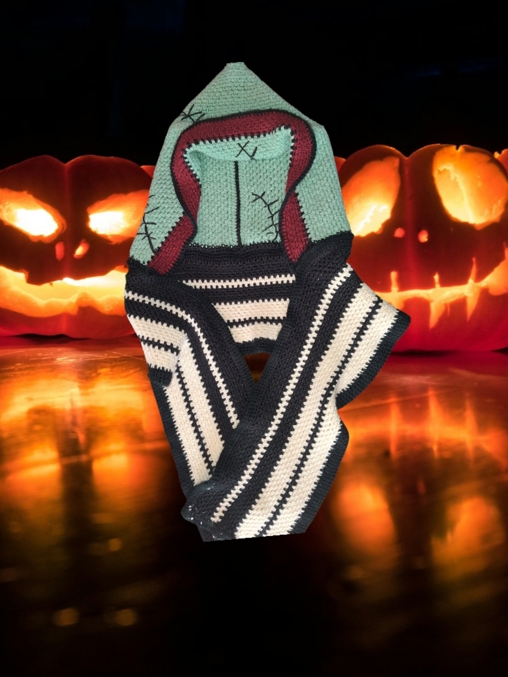 Handmade Nightmare Before Christmas Inspired Oversized Hooded Scarf